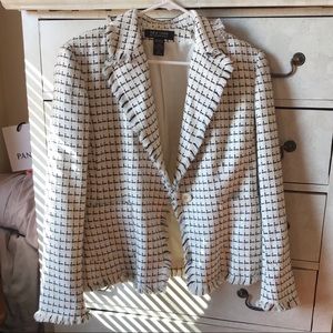 White and black blazer